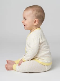Infant White and Pastel Yellow Polka Dot Front Open Top and Pajama Set