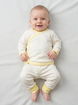 Infant White and Pastel Yellow Polka Dot Front Open Top and Pajama Set