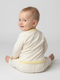 Infant White and Pastel Yellow Polka Dot Front Open Top and Pajama Set