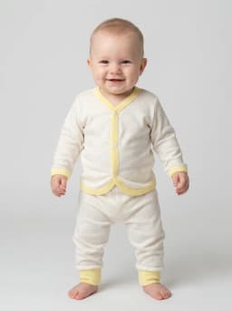 Infant White and Pastel Yellow Polka Dot Front Open Top and Pajama Set