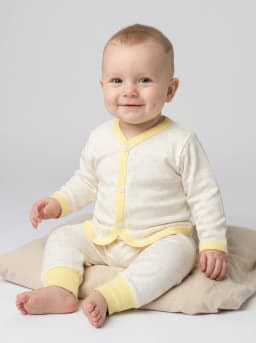 Infant White and Pastel Yellow Polka Dot Front Open Top and Pajama Set