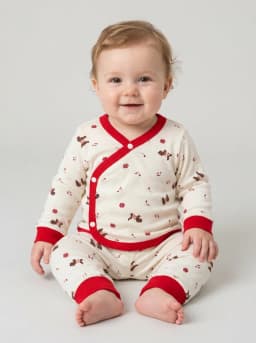 Infant Off-White and Red Dog Print Top and Pyjama Set