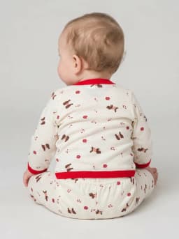 Infant Off-White and Red Dog Print Top and Pyjama Set
