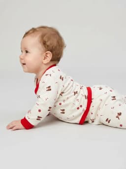 Infant Off-White and Red Dog Print Top and Pyjama Set
