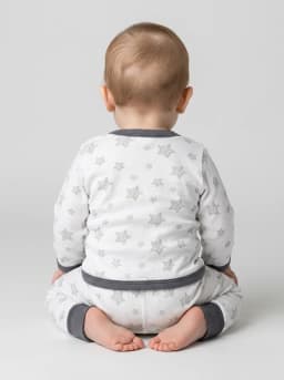 White and Grey Star Print 2-Piece Front-Open Top and Pajama Set