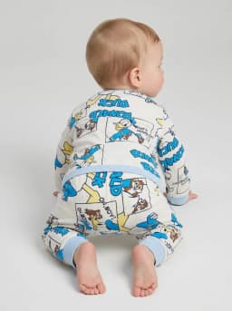 Baby Off-White Donald Duck Comic Print Front-Button Top and Pajama Set