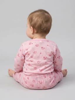 Baby Pink Printed Full Sleeve Front Open Top and Pyjama Set