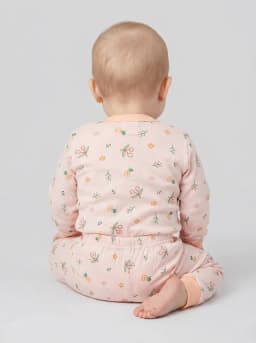 Baby Pale Pink Cherry and Floral Print Full Sleeve Top and Pajama Set