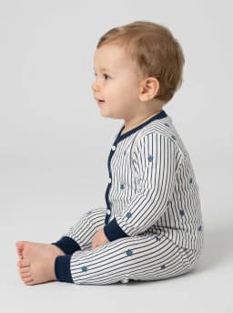 Infant Cream and Light Blue Floral Print Front Open Top and Pyjama Set