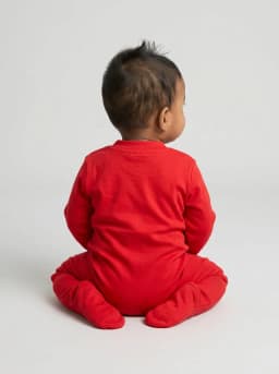 Baby Red Long Sleeve Footed Sleepsuit with Cartoon Car Graphic