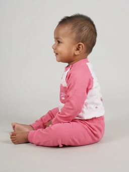 Baby Girls Rose Pink and White Cartoon Print Top and Pyjama Set