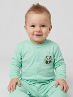 Baby Boys and Girls Mint Green and White Cotton Sleepsuits Pack of 3