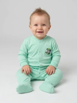 Baby Boys and Girls Mint Green and White Cotton Sleepsuits Pack of 3