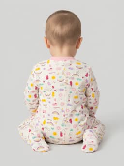 Baby Girls Pack of 3 Pink and White Printed Footed Sleepsuits