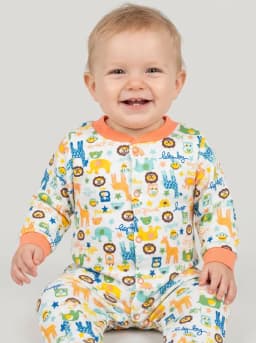 Baby Pack of 3 Peach-Orange and White Footed Sleepsuits