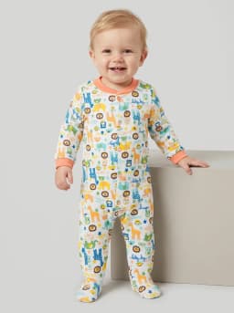 Baby Pack of 3 Peach-Orange and White Footed Sleepsuits