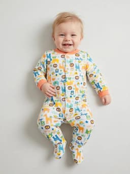 Baby Pack of 3 Peach-Orange and White Footed Sleepsuits