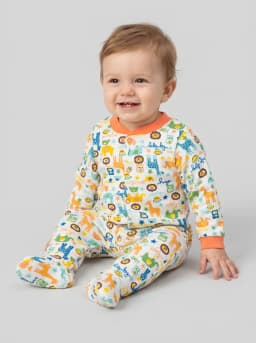 Baby Pack of 3 Peach-Orange and White Footed Sleepsuits