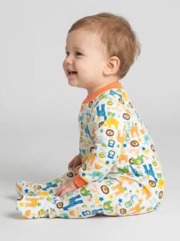 Baby Pack of 3 Peach-Orange and White Footed Sleepsuits
