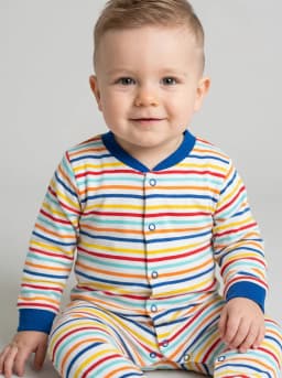 Baby Boys Pack of 3 Multicolor Cotton Footed Sleepsuits