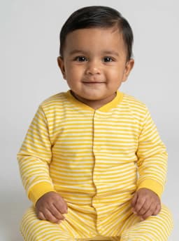 Baby Pack of 3 Yellow and White Footed Sleepsuits