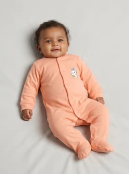 Baby Peach and White Footed Sleepsuits Pack of 3