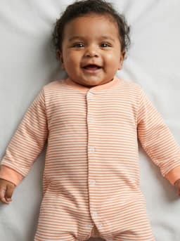 Baby Peach and White Footed Sleepsuits Pack of 3