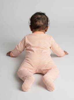 Baby Peach and White Footed Sleepsuits Pack of 3