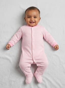 Baby Girls Pink and White Footed Sleepsuits Pack of 3