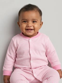 Baby Girls Pink and White Footed Sleepsuits Pack of 3