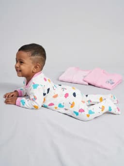 Baby Girls Pink and White Footed Sleepsuits Pack of 3