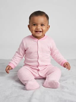 Baby Girls Pink and White Footed Sleepsuits Pack of 3