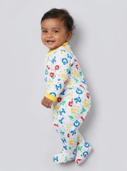 Unisex Baby Pack of 3 Long Sleeve Footed Sleepsuits