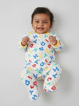 Unisex Baby Pack of 3 Long Sleeve Footed Sleepsuits