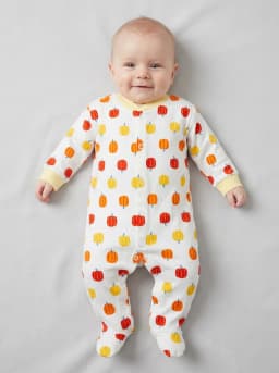 Pack of 3 Yellow and White Printed and Striped Footed Baby Sleepsuits