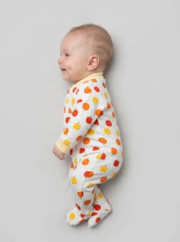 Pack of 3 Yellow and White Printed and Striped Footed Baby Sleepsuits