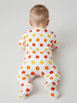 Pack of 3 Yellow and White Printed and Striped Footed Baby Sleepsuits