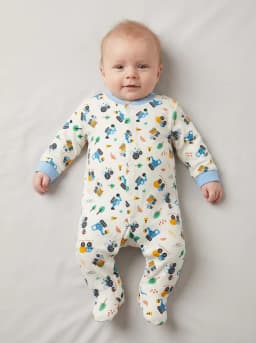 Baby Boys Pack of 3 Blue and White Footed Sleepsuits