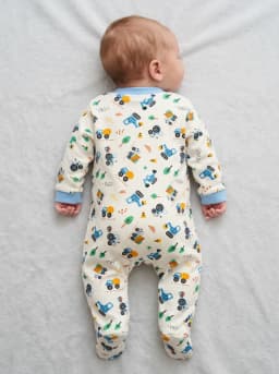 Baby Boys Pack of 3 Blue and White Footed Sleepsuits