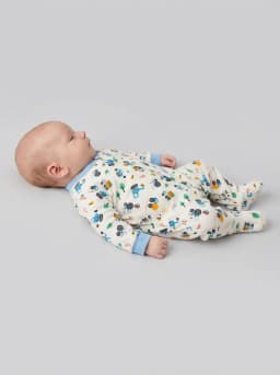 Baby Boys Pack of 3 Blue and White Footed Sleepsuits