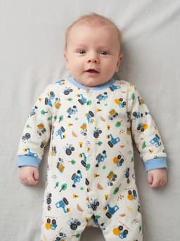 Baby Boys Pack of 3 Blue and White Footed Sleepsuits