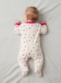 Baby Girls Pack of 3 Fuchsia Pink and White Printed Footed Sleepsuits