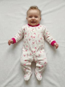 Baby Girls Pack of 3 Fuchsia Pink and White Printed Footed Sleepsuits