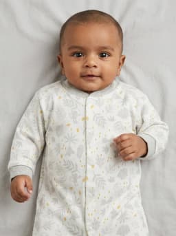 Baby Pack of 3 Grey and White Printed Footed Sleepsuits
