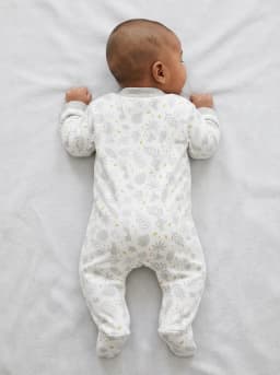 Baby Pack of 3 Grey and White Printed Footed Sleepsuits