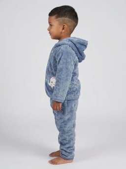 Baby Slate Blue Plush Fleece Hooded Jacket and Pyjama Set