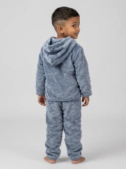 Baby Slate Blue Plush Fleece Hooded Jacket and Pyjama Set