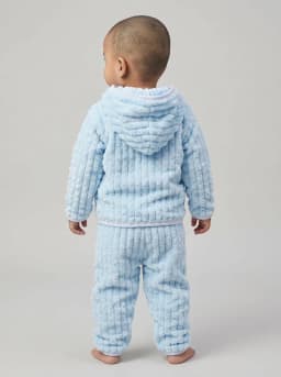 Baby Boys and Girls Light Blue Plush Fleece Hooded Jacket and Pyjama Set