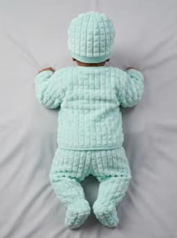 Baby Mint Green Textured Plush 5 Piece Winter Clothing Set
