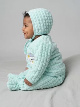 Baby Mint Green Textured Plush 5 Piece Winter Clothing Set